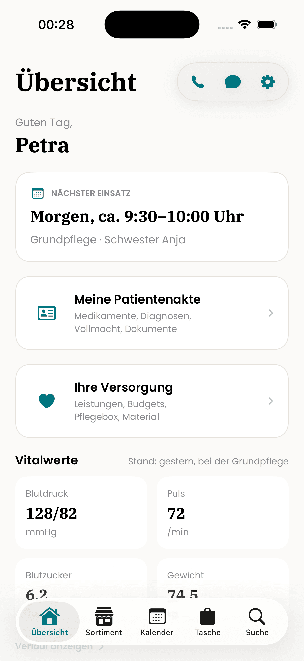 rima. — Startübersicht